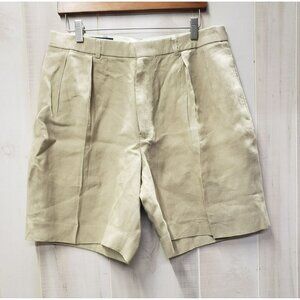 Polo Ralph Lauren Pleated Shorts, Beige, 100% Linen, Mens Size 36, 8" inseam